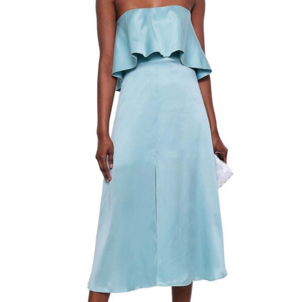 Zimmermann Sea Foam strapless ruffled washed silk-satin midi dress (Size 3)